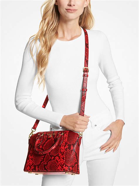 michael kors medium sienna|Sienna Medium Python Embossed Leather Satchel .